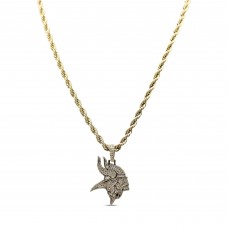 Minnesota Vikings GLD 18K Yellow Gold Logo Pendant & 20 Rope Chain