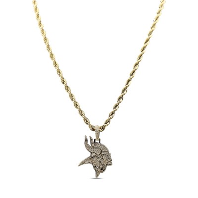 Minnesota Vikings GLD 18K Yellow Gold Logo Pendant & 20 Rope Chain
