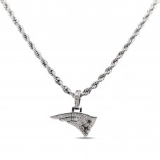 New England Patriots GLD 14K White Gold Logo Pendant & 20 Rope Chain New England Patriots GLD 14K White Gold Logo Pendant & 20 Rope Chain