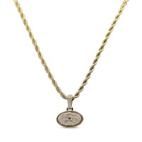 San Francisco 49ers GLD 18K Yellow Gold Logo Pendant & 20 Rope Chain