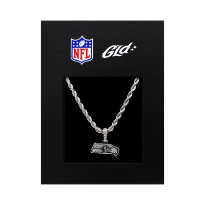 Seattle Seahawks GLD 14K White Gold Logo Pendant & 20 Rope Chain