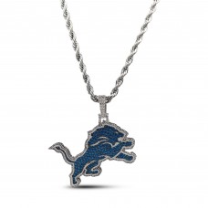 Detroit Lions The GLD Shop 14K White Gold Logo Pendant & 20 Rope Chain