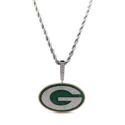 Green Bay Packers The GLD Shop 14K White Gold Logo Pendant & 20 Rope Chain