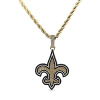 New Orleans Saints GLD 18K Yellow Gold Logo Pendant & 20 Rope Chain