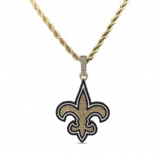 New Orleans Saints GLD 18K Yellow Gold Logo Pendant & 20 Rope Chain