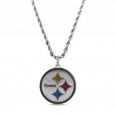 Pittsburgh Steelers GLD 14K White Gold Logo Pendant & 20 Rope Chain