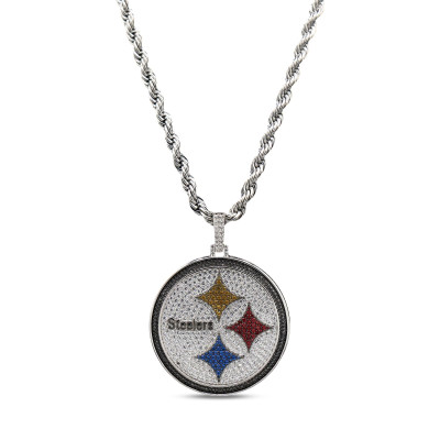 Кулон Pittsburgh Steelers GLD 14K White Gold Logo & 20 Rope Chain