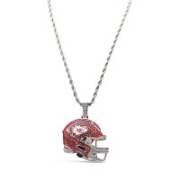 Kansas City Chiefs GLD 14K White Gold Helmet Logo Pendant & 20 Rope Chain