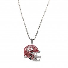 Kansas City Chiefs GLD 14K White Gold Helmet Logo Pendant & 20 Rope Chain