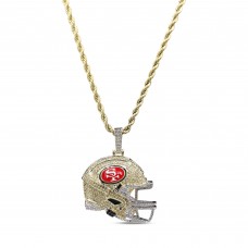 San Francisco 49ers GLD 18K Yellow Gold Helmet Logo Pendant & 20 Rope Chain
