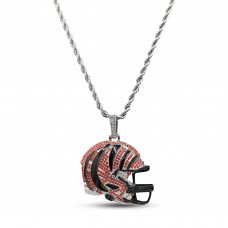Cincinnati Bengals GLD 14K White Gold Helmet Logo Pendant & 20 Rope Chain