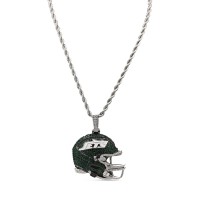 New York Jets GLD 14K White Gold Helmet Logo Pendant & 20 Rope Chain