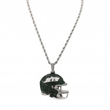 New York Jets GLD 14K White Gold Helmet Logo Pendant & 20 Rope Chain