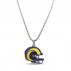 Los Angeles Rams GLD 14K White Gold Helmet Logo Pendant & 20 Rope Chain