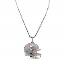 Miami Dolphins GLD 14K White Gold Helmet Logo Pendant & 20 Rope Chain