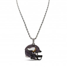 Minnesota Vikings GLD 14K White Gold Helmet Logo Pendant & 20 Rope Chain