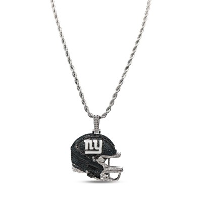 New York Giants GLD 14K White Gold Helmet Logo Pendant & 20 Rope Chain