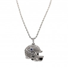 Dallas Cowboys The GLD Shop 14K White Gold Helmet Logo Pendant & 20 Rope Chain