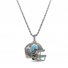 Detroit Lions The GLD Shop 14K White Gold Helmet Logo Pendant & 20 Rope Chain