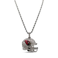 Arizona Cardinals GLD 14K White Gold Helmet Logo Pendant & 20 Rope Chain