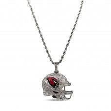 Arizona Cardinals GLD 14K White Gold Helmet Logo Pendant & 20 Rope Chain