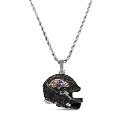 Кулон Baltimore Ravens GLD 14K White Gold Helmet Logo & 20 Rope Chain