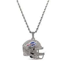 Кулон Buffalo Bills GLD 14K White Gold Helmet Logo & 20 Rope Chain