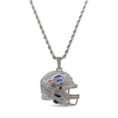 Кулон Buffalo Bills GLD 14K White Gold Helmet Logo & 20 Rope Chain