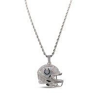 Indianapolis Colts GLD 14K White Gold Helmet Logo Pendant & 20 Rope Chain