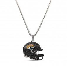 Jacksonville Jaguars GLD 14K White Gold Helmet Logo Pendant & 20 Rope Chain
