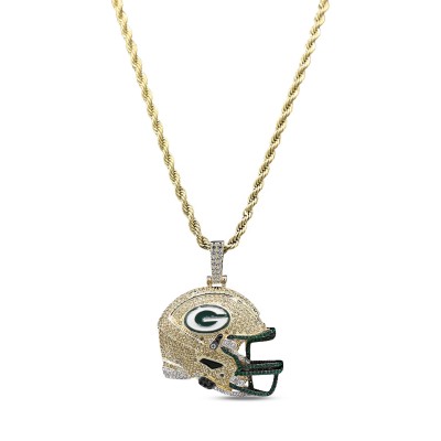 Green Bay Packers The GLD Shop 18K Yellow Gold Helmet Logo Pendant & 20 Rope Chain