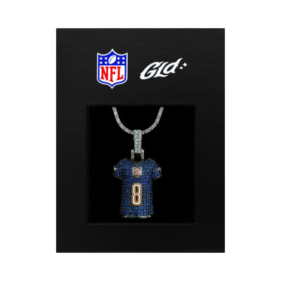 Кулон Baltimore Ravens Lamar Jackson GLD 14K White Gold Jersey Logo & 20 Tennis Chain