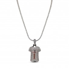 Cincinnati Bengals JaMarr Chase GLD 14K White Gold Jersey Logo Pendant & 20 Tennis Chain