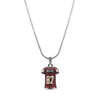 Kansas City Chiefs GLD 14K White Gold Jersey Logo Pendant & 20 Tennis Chain
