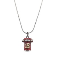 Kansas City Chiefs GLD 14K White Gold Jersey Logo Pendant & 20 Tennis Chain