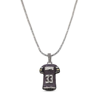 Minnesota Vikings GLD 14K White Gold Jersey Logo Pendant & 20 Tennis Chain