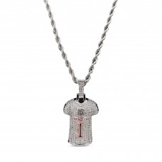 Cincinnati Bengals JaMarr Chase GLD 14K White Gold Jersey Logo Pendant & 20 Rope Chain