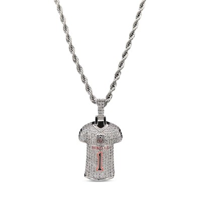 Cincinnati Bengals JaMarr Chase GLD 14K White Gold Jersey Logo Pendant & 20 Rope Chain