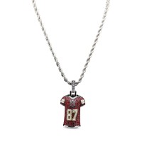 Kansas City Chiefs GLD 14K White Gold Jersey Logo Pendant & 20 Rope Chain