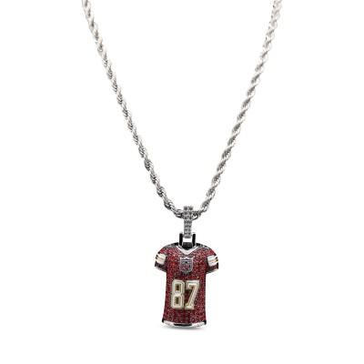 Kansas City Chiefs GLD 14K White Gold Jersey Logo Pendant & 20 Rope Chain