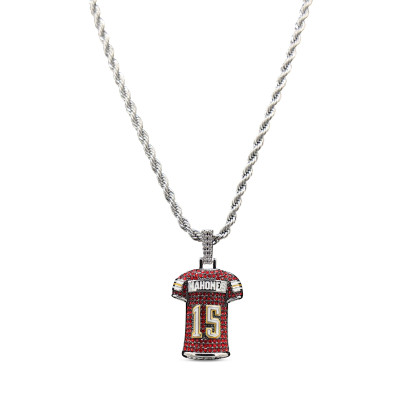 Kansas City Chiefs GLD 14K White Gold Jersey Logo Pendant & 20 Rope Chain