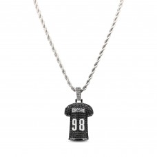 Las Vegas Raiders GLD 14K White Gold Jersey Logo Pendant & 20 Rope Chain