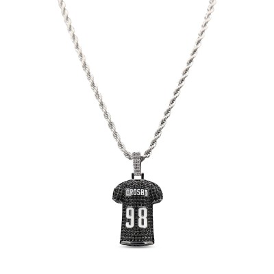 Las Vegas Raiders GLD 14K White Gold Jersey Logo Pendant & 20 Rope Chain