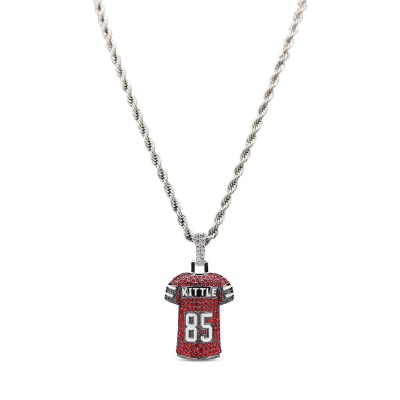 San Francisco 49ers GLD 14K White Gold Jersey Logo Pendant & 20 Rope Chain