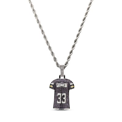 Minnesota Vikings GLD 14K White Gold Jersey Logo Pendant & 20 Rope Chain