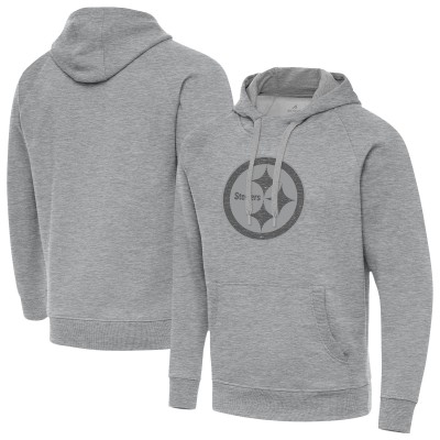Pittsburgh Steelers Antigua Heather Gray Victory Hoodie
