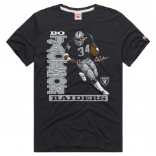 Unisex Las Vegas Raiders Bo Jackson Homage Charcoal Retired Player Classic Caricature T-Shirt