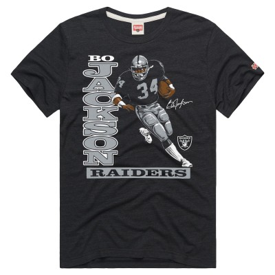 Unisex Las Vegas Raiders Bo Jackson Homage Charcoal Retired Player Classic Caricature T-Shirt