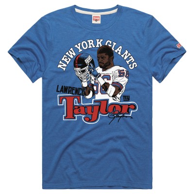 Unisex New York Giants Lawrence Taylor Homage Royal Retired Player Classic Caricature Tri-Blend T-Shirt