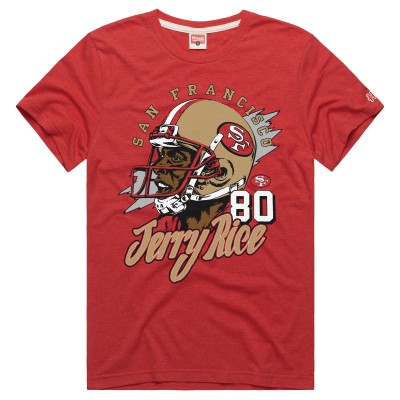 Unisex San Francisco 49ers Jerry Rice Homage Scarlet Retired Player Classic Caricature T-Shirt